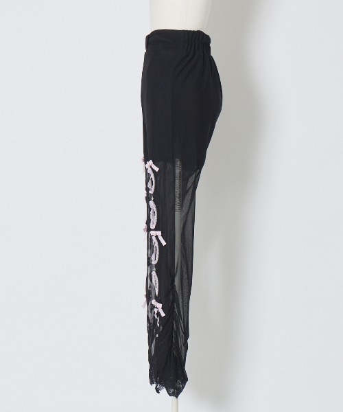 Ribbon and stone front open tulle pants（その他パンツ）｜AVENCHUMU