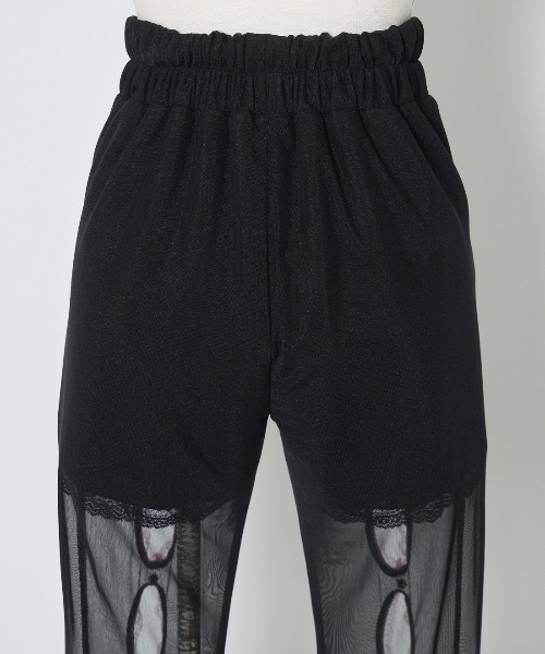 Ribbon and stone front open tulle pants（その他パンツ）｜AVENCHUMU
