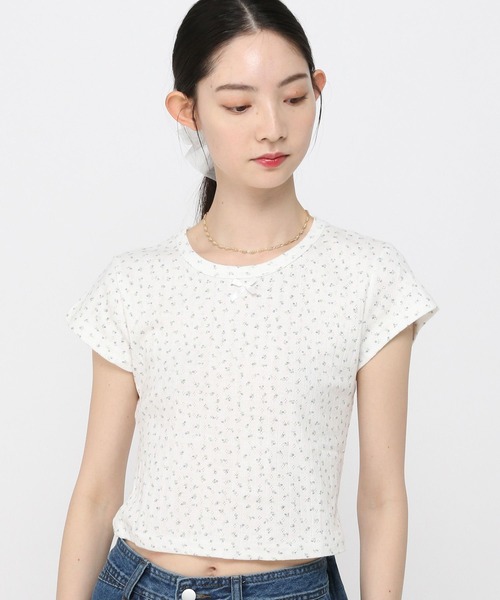 3.3 Field Trip （3.3フィールドトリップ）の「3.3 Field Trip／花柄リボンT（Tシャツ/カットソー・レディース・ホワイト/グレー/アイボリー・FREE）」の22枚目の写真