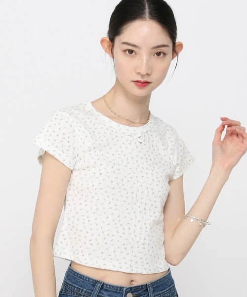 3.3 Field Trip （3.3フィールドトリップ）の「3.3 Field Trip／花柄リボンT（Tシャツ/カットソー・レディース・ホワイト/グレー/アイボリー・FREE）」の21枚目の写真