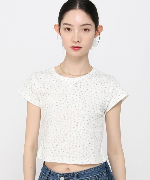 3.3 Field Trip （3.3フィールドトリップ）の「3.3 Field Trip／花柄リボンT（Tシャツ/カットソー・レディース・ホワイト/グレー/アイボリー・FREE）」の19枚目の写真