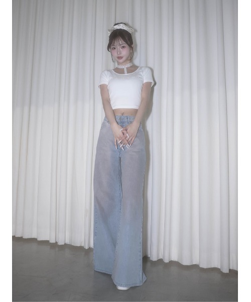 Darich（ダーリッチ）の「レースチョーカーコンパクトTシャツ（Tシャツ/カットソー・レディース・ブラック/グレー/ホワイト・FREE）」の4枚目の写真