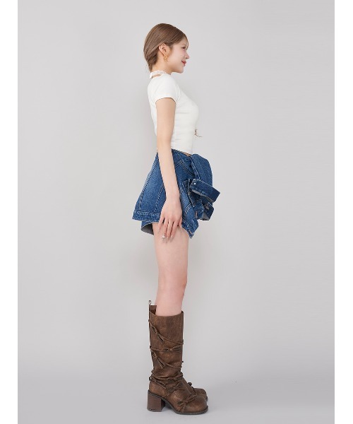 Darich（ダーリッチ）の「レースチョーカーコンパクトTシャツ（Tシャツ/カットソー・レディース・ブラック/グレー/ホワイト・FREE）」の9枚目の写真