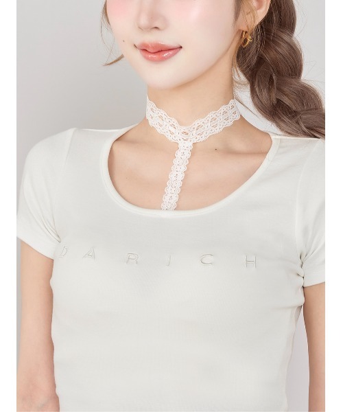 Darich（ダーリッチ）の「レースチョーカーコンパクトTシャツ（Tシャツ/カットソー・レディース・ブラック/グレー/ホワイト・FREE）」の13枚目の写真