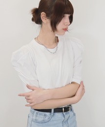 【ZOZO限定】パフスリーブT/puff sleeveT 半袖 カットソー Tシャツ アイボリー ブラック 大人カジュアル シンプル 夏トップス