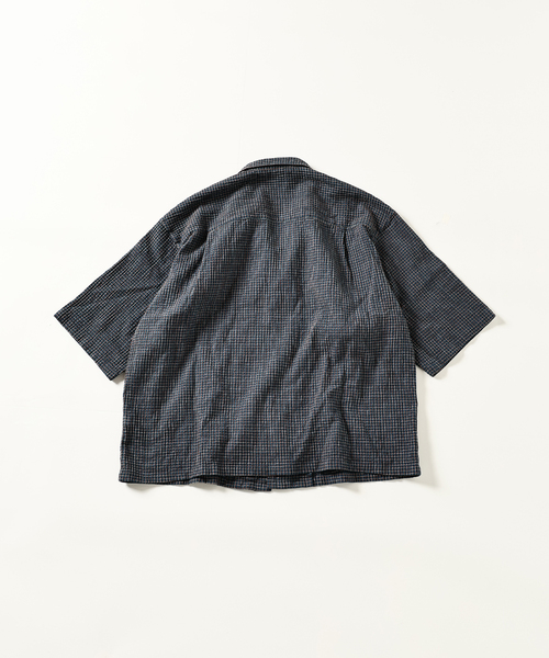 JOURNAL STANDARD J.S HOMESTEAD（ジャーナルスタンダードホームステッド）の「J.S.Homestead / ミニ チェック リラックス オープン カラー シャツ（シャツ/ブラウス・メンズ・オートミール/ダークブルー/ライトグリーン・MEDIUM/LARGE）」の5枚目の写真