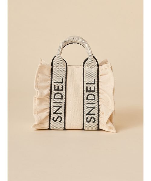 SNIDEL（スナイデル）の「フリルロゴミニバッグ（ショルダーバッグ・レディース・ブラック/ベージュ/ゴールド・F）」の2枚目の写真