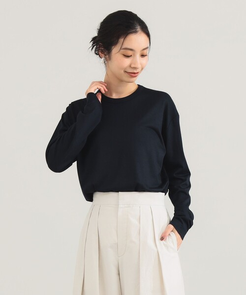 SLOANE（スローン）の「【1/9値下げ】【別注】SLOANE / ウール クルーネック ロングスリーブ［手洗い可］（Tシャツ/カットソー・レディース・オフホワイト/ネイビー/ブラック・2/1）」の11枚目の写真