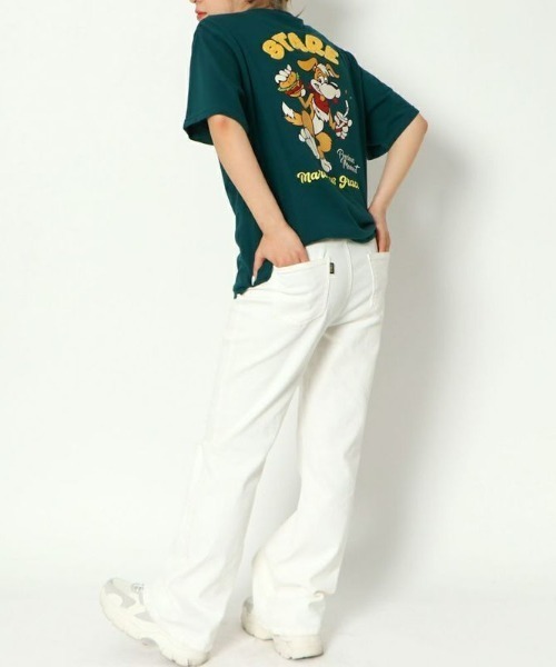 GORGE(ゴージ)の「《アメコミDOG×サガラ刺繍》レディース 半袖 Tシャツ キャラクター プリント 春夏秋(Tシャツ/カットソー・レディース・オフホワイト/スミクロ/オートミール/ネイビー/グリーン・F)」の10枚目の写真