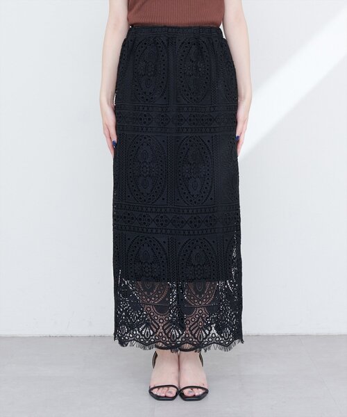 natural couture（ナチュラルクチュール）の「【WEB限定】スクエアパネルレーススカート（スカート・レディース・オフホワイト/ブラック・FREE）」の20枚目の写真