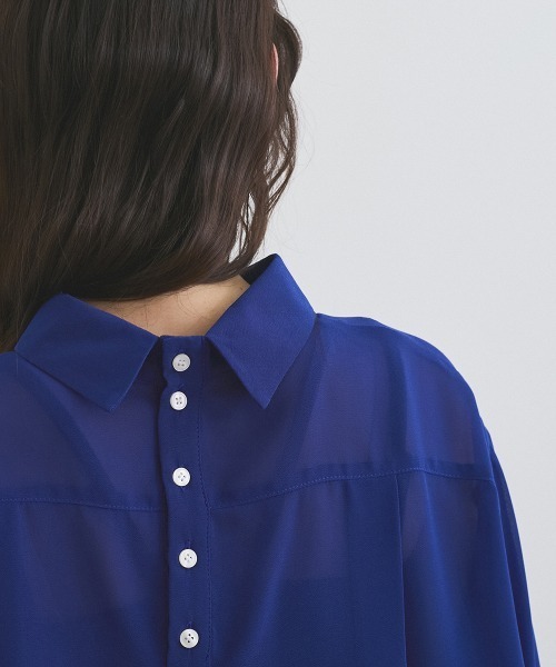 ketty(ケティ)の「ロールネックシアーシャツブラウス≪手洗い可能≫(シャツ/ブラウス・レディース・イエロー/ブルー/オフホワイト・M)」の7枚目の写真