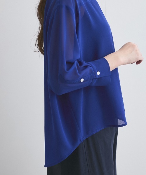 ketty(ケティ)の「ロールネックシアーシャツブラウス≪手洗い可能≫(シャツ/ブラウス・レディース・イエロー/ブルー/オフホワイト・M)」の8枚目の写真