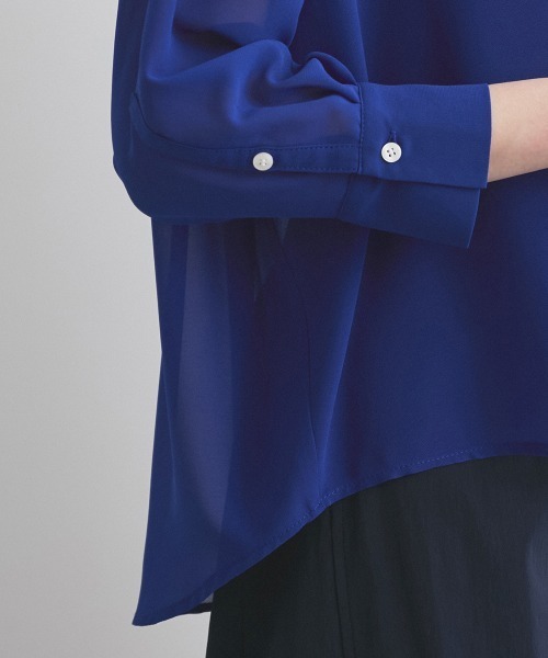 ketty(ケティ)の「ロールネックシアーシャツブラウス≪手洗い可能≫(シャツ/ブラウス・レディース・イエロー/ブルー/オフホワイト・M)」の9枚目の写真