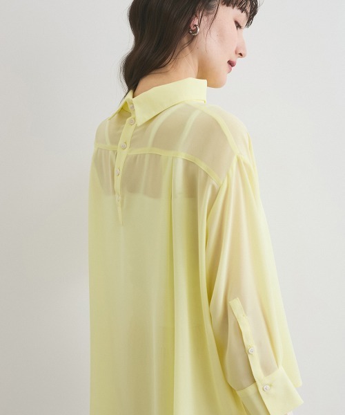 ketty(ケティ)の「ロールネックシアーシャツブラウス≪手洗い可能≫(シャツ/ブラウス・レディース・イエロー/ブルー/オフホワイト・M)」の21枚目の写真