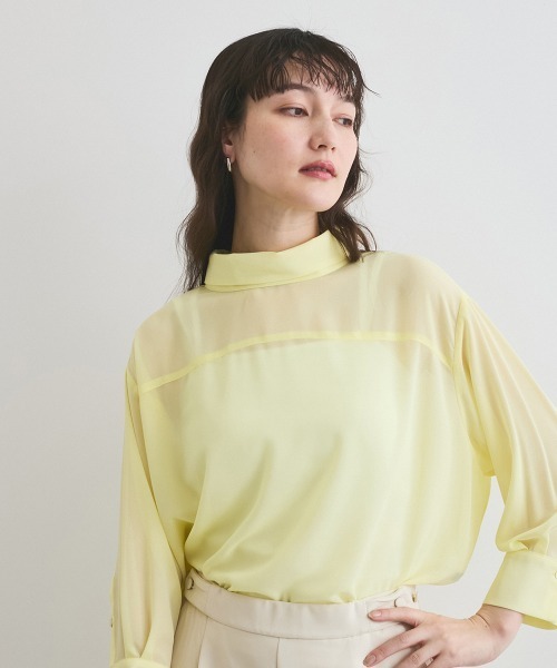 ketty(ケティ)の「ロールネックシアーシャツブラウス≪手洗い可能≫(シャツ/ブラウス・レディース・イエロー/ブルー/オフホワイト・M)」の19枚目の写真