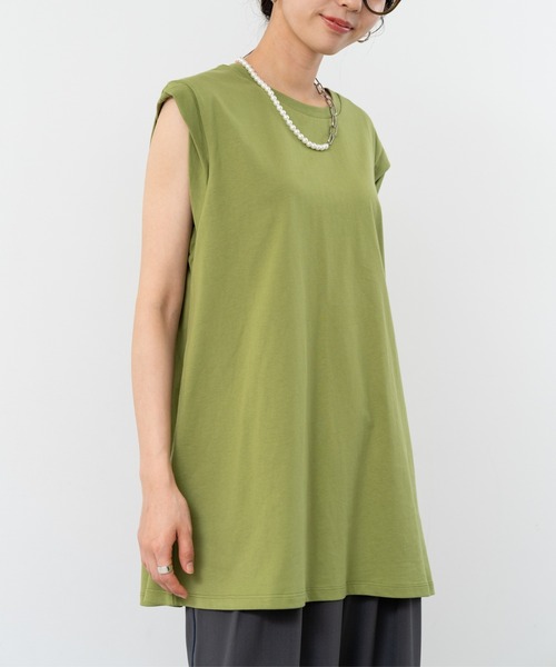 refinedworks(リファインドワークス)の「【refinedworks】肩回りカバーしてくれる ノースリトップス!(Tシャツ/カットソー・レディース・カーキ/ホワイト/ブラック・FREE)」の10枚目の写真