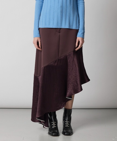 【新品未使用】CINOH/チノ ニットフレアスカート セール】BONDING ASYMMETRY FLARE SKIRT（スカート）｜CINOH