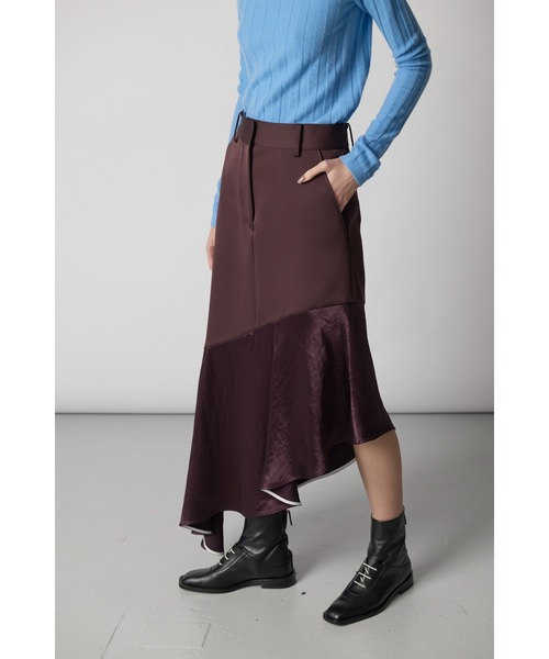 【新品未使用】CINOH/チノ ニットフレアスカート セール】BONDING ASYMMETRY FLARE SKIRT（スカート）｜CINOH