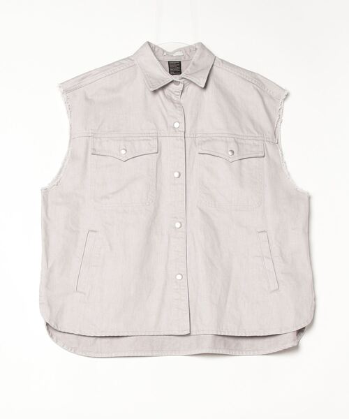 DOUBLE STANDARD CLOTHING（ダブルスタンダードクロージング）の「12ozノースリーブデニムジャケット（ベスト・レディース・ライトグレー・FREE）」の4枚目の写真