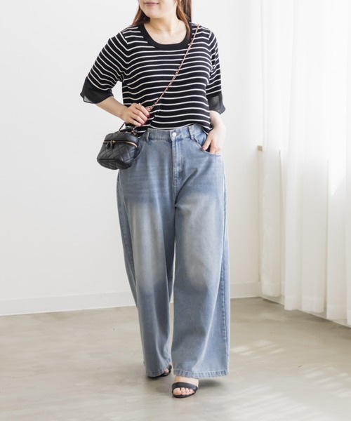 CLETTE(クレット)の「袖シフォンクルーネックニット(ニット/セーター・レディース・ホワイト系その他/オフホワイト/ブラック系その他/ブラック・LL/3L/4L)」の21枚目の写真