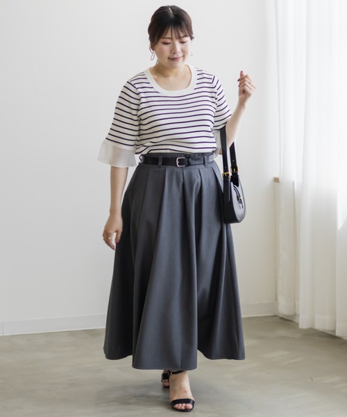 CLETTE(クレット)の「袖シフォンクルーネックニット(ニット/セーター・レディース・ホワイト系その他/オフホワイト/ブラック系その他/ブラック・LL/3L/4L)」の12枚目の写真