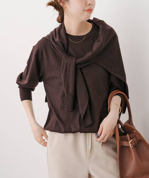 Spick & Span（スピックアンドスパン）の「《手洗い可 / 追加》18G クルーネックプルオーバー（ニット/セーター・レディース・ブラック/イエロー系その他/ブラウン/レッド/チャコールグレー・FREE）」の16枚目の写真