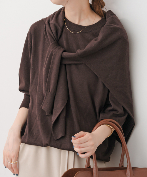 Spick & Span（スピックアンドスパン）の「《手洗い可 / 追加》18G クルーネックプルオーバー（ニット/セーター・レディース・ブラック/イエロー系その他/ブラウン/レッド/チャコールグレー・FREE）」の20枚目の写真