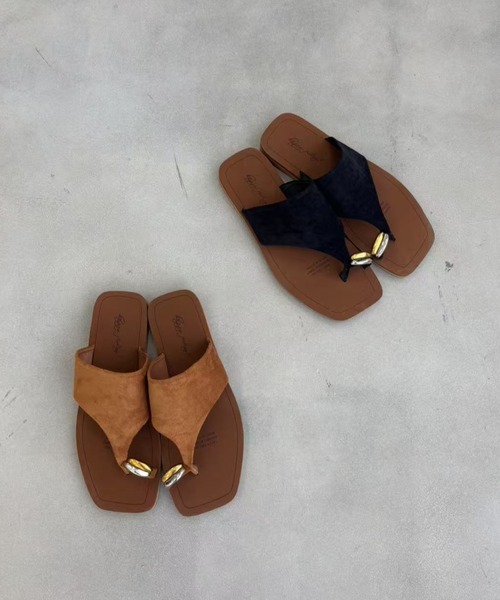 ブラウン スエード風 トングサンダル 最終セール‼️ ブラウン スエード