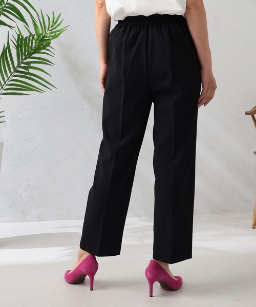 GALLORIA（ギャローリア）の「接触冷感　ピケタックストレートパンツ（その他パンツ・レディース・ネイビー/ライトグレー・LL/L/M/S）」の5枚目の写真