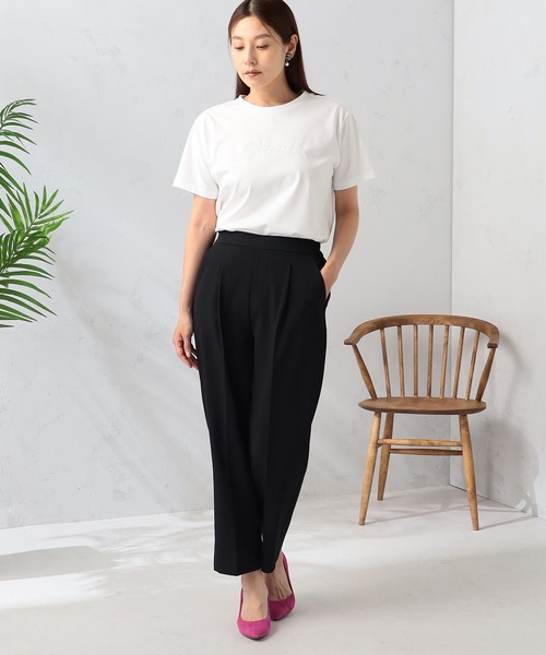 GALLORIA（ギャローリア）の「接触冷感　ピケタックストレートパンツ（その他パンツ・レディース・ネイビー/ライトグレー・LL/L/M/S）」の3枚目の写真