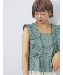 ehka sopo | フリルノースリーブブラウス(シャツ/ブラウス)