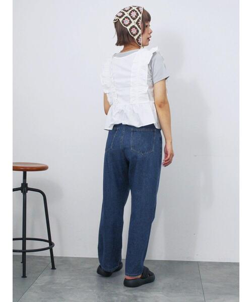 ehka sopo（エヘカソポ）の「フリルノースリーブブラウス（シャツ/ブラウス・レディース・オフホワイト/ブラック/サックスブルー/グリーン・F）」の9枚目の写真