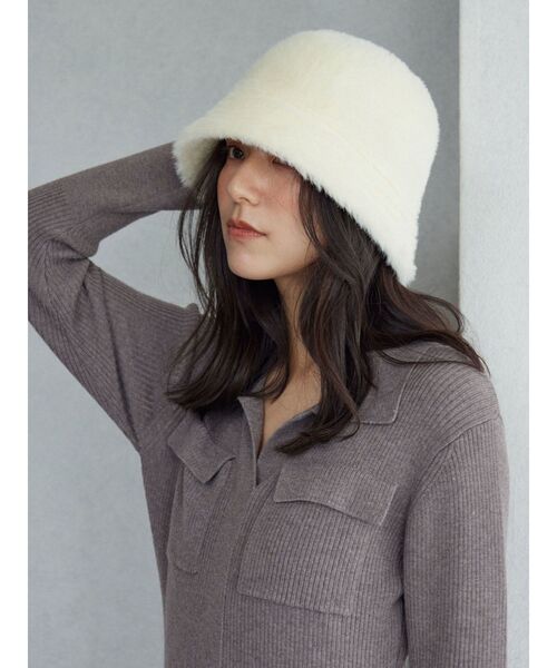 LAGUNAMOON(ラグナムーン)の「ファーライクバケットハット(ハット・レディース・アイボリー/ブラック・FREE)」の15枚目の写真