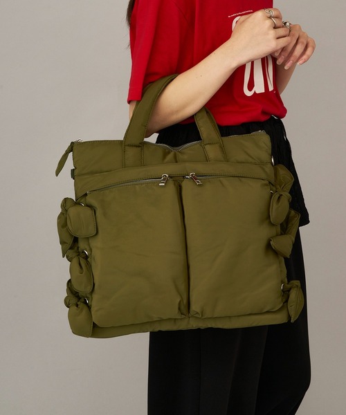 Casselini（キャセリーニ）の「【Casselini】2WAYリボンヘルメットバッグ リュック 252-110516（ショルダーバッグ・レディース・ブラック/カーキ・FREE）」の2枚目の写真