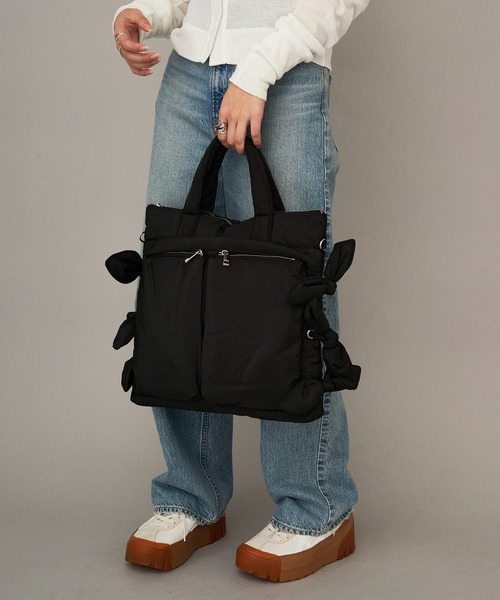Casselini（キャセリーニ）の「【Casselini】2WAYリボンヘルメットバッグ リュック 252-110516（ショルダーバッグ・レディース・ブラック/カーキ・FREE）」の7枚目の写真