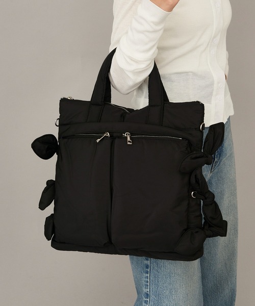 Casselini（キャセリーニ）の「【Casselini】2WAYリボンヘルメットバッグ リュック 252-110516（ショルダーバッグ・レディース・ブラック/カーキ・FREE）」の5枚目の写真