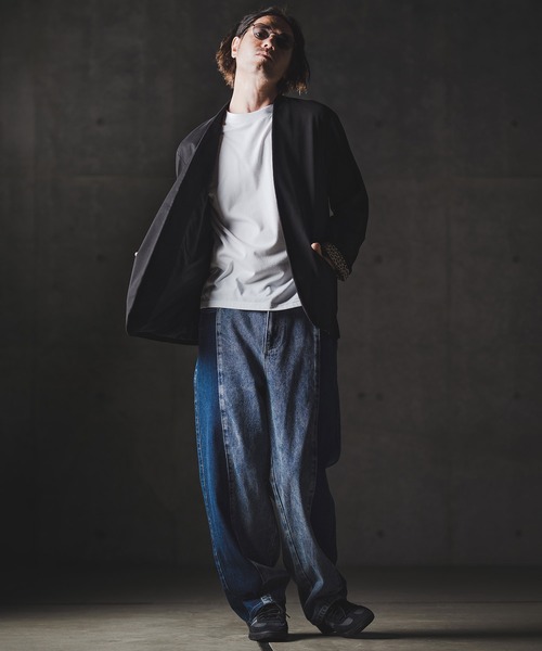 GLIMCLAP（グリムクラップ）の「mj10879-Minimal Jacket-stretch chino cloth- ノーカラージャケット（ノーカラージャケット・メンズ・チャコール/ベージュ/ブラック・S/M/L）」の7枚目の写真