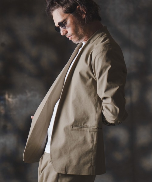 GLIMCLAP（グリムクラップ）の「mj10879-Minimal Jacket-stretch chino cloth- ノーカラージャケット（ノーカラージャケット・メンズ・チャコール/ベージュ/ブラック・S/M/L）」の12枚目の写真