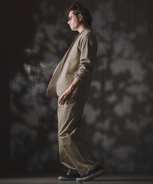 GLIMCLAP（グリムクラップ）の「mj10879-Minimal Jacket-stretch chino cloth- ノーカラージャケット（ノーカラージャケット・メンズ・チャコール/ベージュ/ブラック・S/M/L）」の15枚目の写真