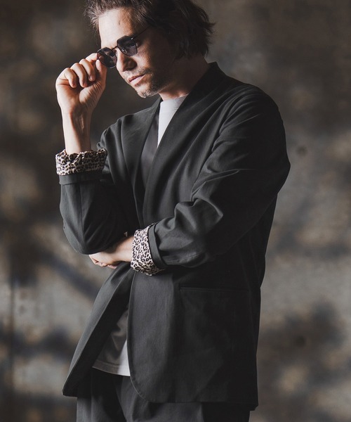 GLIMCLAP（グリムクラップ）の「mj10879-Minimal Jacket-stretch chino cloth- ノーカラージャケット（ノーカラージャケット・メンズ・チャコール/ベージュ/ブラック・S/M/L）」の17枚目の写真