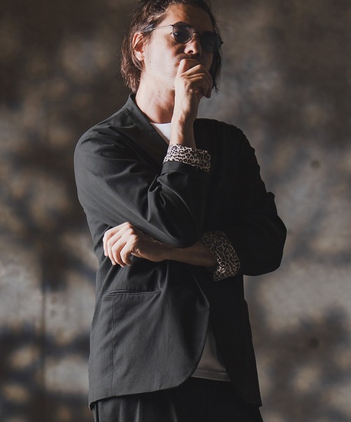 GLIMCLAP（グリムクラップ）の「mj10879-Minimal Jacket-stretch chino cloth- ノーカラージャケット（ノーカラージャケット・メンズ・チャコール/ベージュ/ブラック・S/M/L）」の18枚目の写真