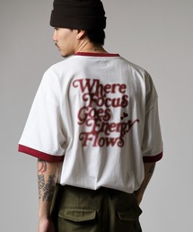 __gram.（スペースグラム）の「ぼかしP.Tリンガー天竺半袖Tシャツ（Tシャツ/カットソー・レディース）」