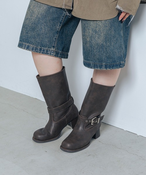 EVOL(イーボル)の「【S-LLサイズ展開・ふかふか】ミドルエンジニアブーツ IZ5879(ブーツ・レディース・ブラウン/ブラック・LL/S/M/L)」の9枚目の写真