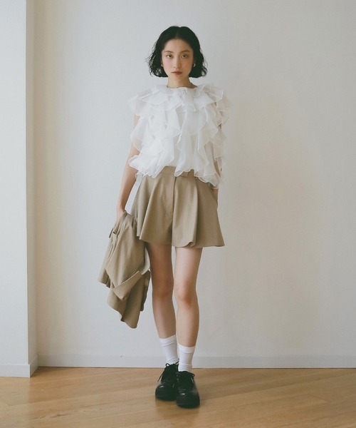 EIMY ISTOIRE（エイミーイストワール）の「タックハーフパンツ（その他パンツ・レディース・グレー/ベージュ/ホワイト/ブラック・F）」の14枚目の写真