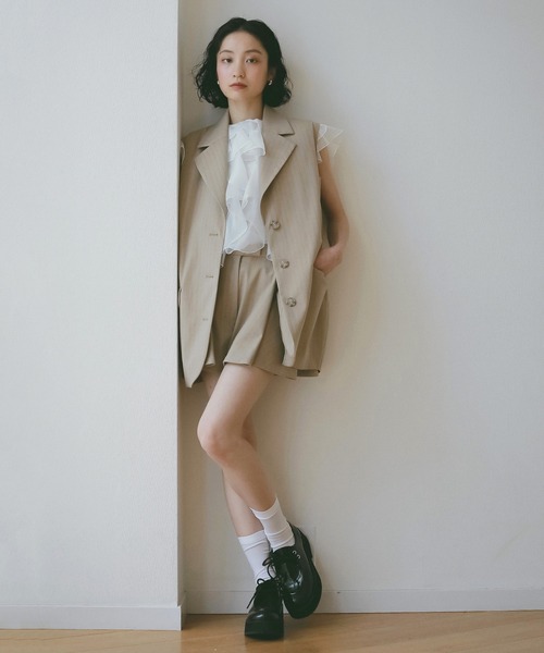 EIMY ISTOIRE（エイミーイストワール）の「タックハーフパンツ（その他パンツ・レディース・グレー/ベージュ/ホワイト/ブラック・F）」の12枚目の写真