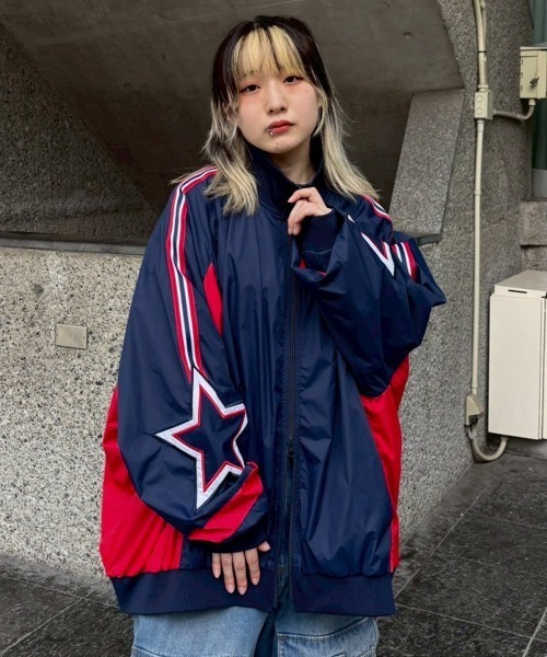 Candy Stripper（キャンディストリッパー）の「RACING NYLON TRACK ZIP UP ジャケット（ナイロンジャケット・レディース・ベージュ/ネイビー/ブラック・FREE）」の9枚目の写真