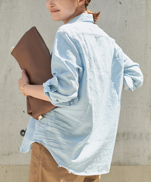 Frank&Eileen（フランクアンドアイリーン）の「【FRANK&EILEEN/フランクアンドアイリーン】STONEWASHED SHIRT（シャツ/ブラウス・レディース・スカイブルー・FREE）」の8枚目の写真