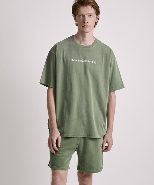 Saturdays NYC（サタデーズ ニューヨークシティ ）の「Pigment Dyed Headline SS T-Shirt（Tシャツ/カットソー・メンズ・グリーン/キナリ/オレンジ・M/L/S/XL）」の3枚目の写真