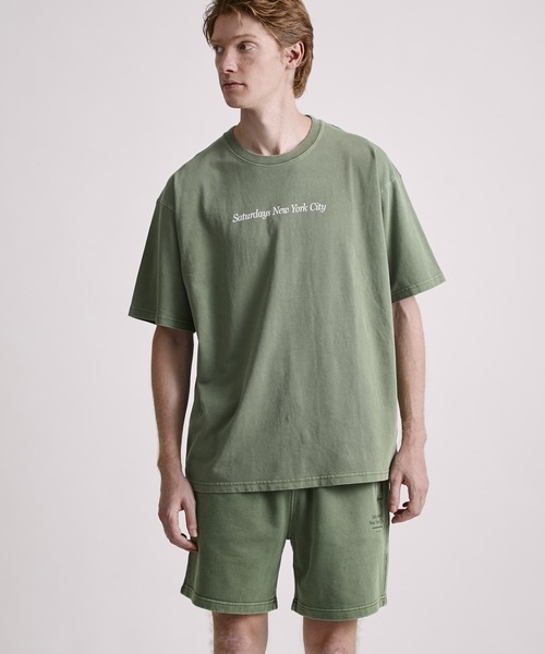 Saturdays NYC（サタデーズ ニューヨークシティ ）の「Pigment Dyed Headline SS T-Shirt（Tシャツ/カットソー・メンズ・グリーン/キナリ/オレンジ・M/L/S/XL）」の14枚目の写真