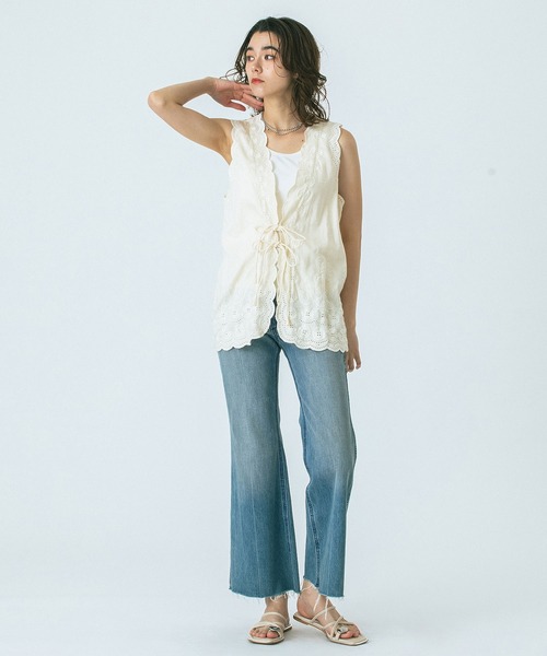 HLAADA(フラーダ)の「(HLAADA for ROSEBUD)EMBROIDERY GILET(ベスト・レディース・ブラック/ホワイト・ONE SIZE)」の14枚目の写真